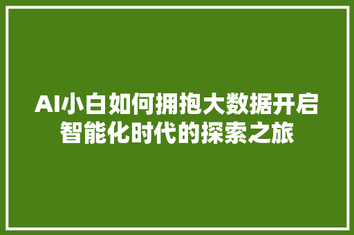 AI小白如何拥抱大数据开启智能化时代的探索之旅
