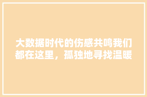 大数据时代的伤感共鸣我们都在这里，孤独地寻找温暖  第1张