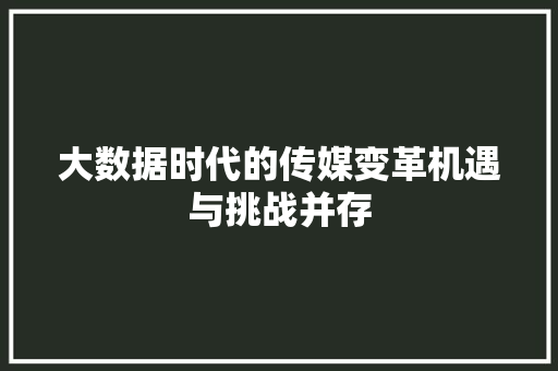 大数据时代的传媒变革机遇与挑战并存  第1张