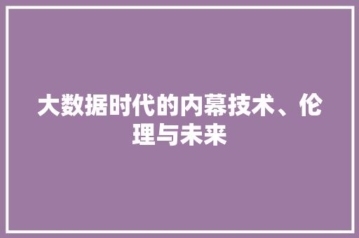 大数据时代的内幕技术、伦理与未来  第1张