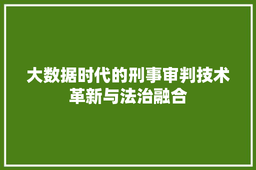 大数据时代的刑事审判技术革新与法治融合