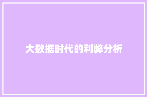大数据时代的利弊分析  第1张