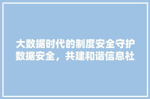 大数据时代的制度安全守护数据安全，共建和谐信息社会  第1张