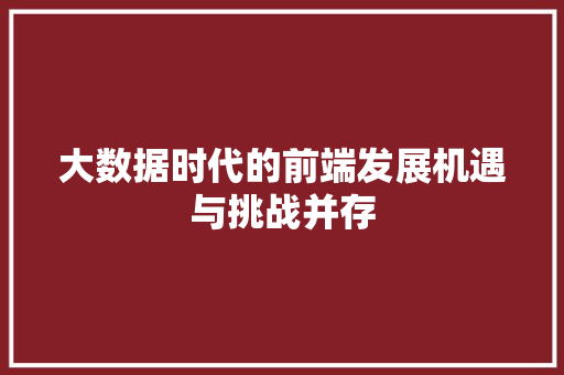 大数据时代的前端发展机遇与挑战并存