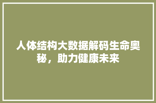 人体结构大数据解码生命奥秘，助力健康未来