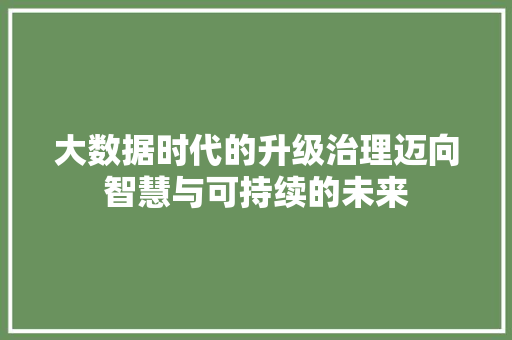 大数据时代的升级治理迈向智慧与可持续的未来  第1张