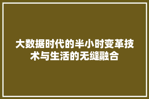 大数据时代的半小时变革技术与生活的无缝融合