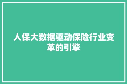 人保大数据驱动保险行业变革的引擎