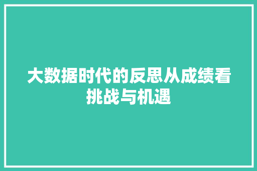大数据时代的反思从成绩看挑战与机遇  第1张