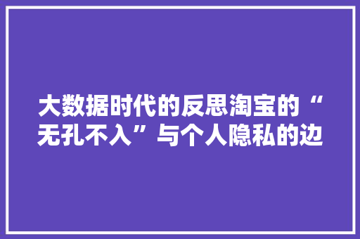 大数据时代的反思淘宝的“无孔不入”与个人隐私的边界  第1张