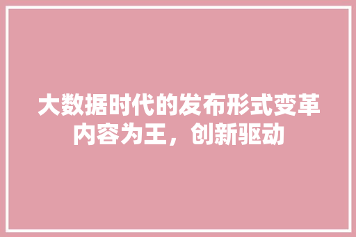 大数据时代的发布形式变革内容为王，创新驱动