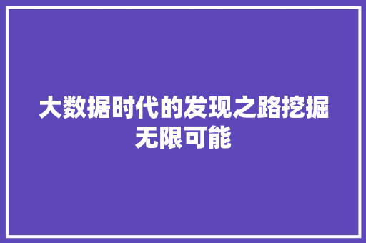 大数据时代的发现之路挖掘无限可能