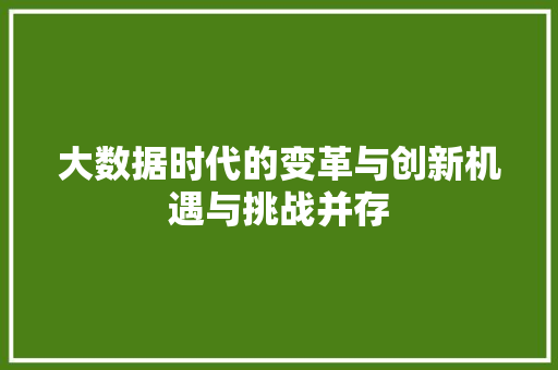 大数据时代的变革与创新机遇与挑战并存  第1张