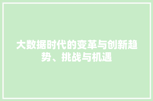 大数据时代的变革与创新趋势、挑战与机遇  第1张