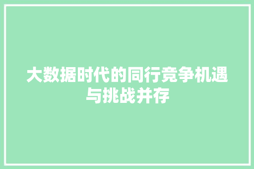 大数据时代的同行竞争机遇与挑战并存