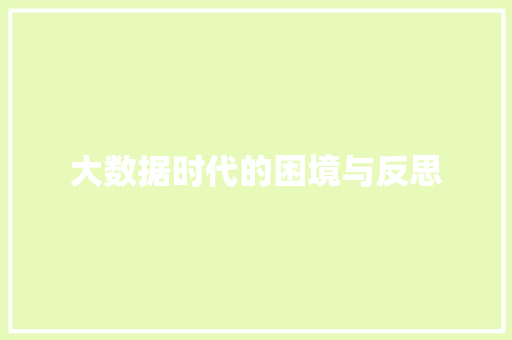 大数据时代的困境与反思  第1张