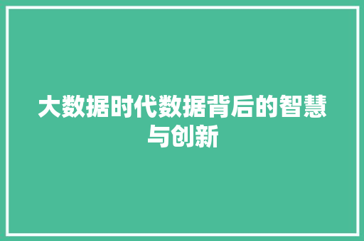 大数据时代数据背后的智慧与创新  第1张