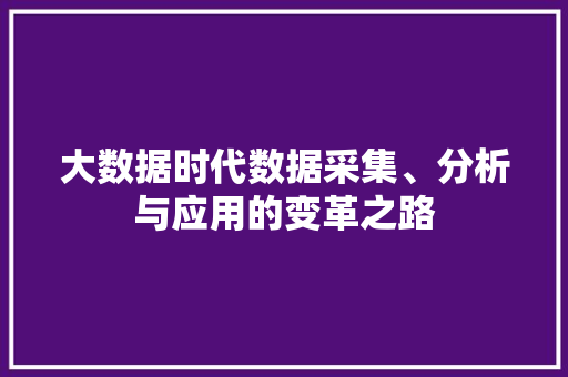 大数据时代数据采集、分析与应用的变革之路