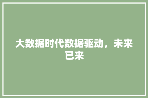 大数据时代数据驱动，未来已来  第1张