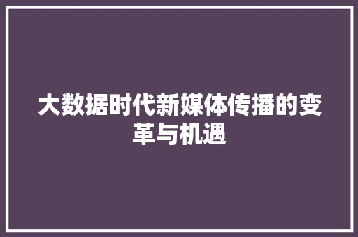 大数据时代新媒体传播的变革与机遇  第1张
