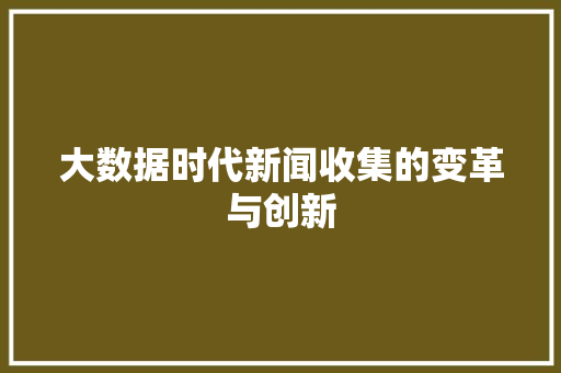 大数据时代新闻收集的变革与创新