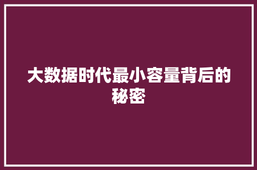大数据时代最小容量背后的秘密  第1张