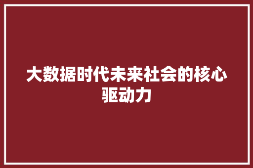 大数据时代未来社会的核心驱动力  第1张