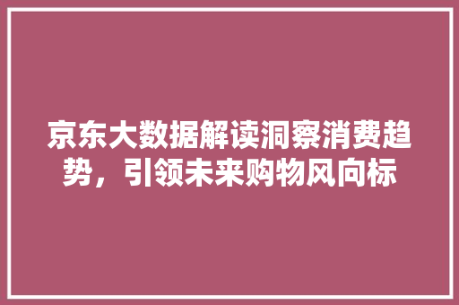 京东大数据解读洞察消费趋势，引领未来购物风向标  第1张