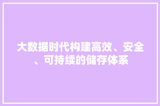 大数据时代构建高效、安全、可持续的储存体系