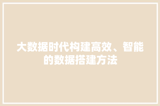 大数据时代构建高效、智能的数据搭建方法