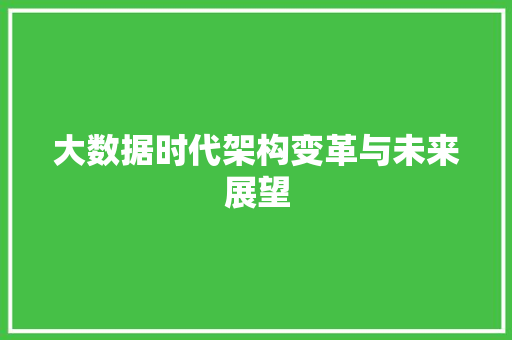 大数据时代架构变革与未来展望  第1张