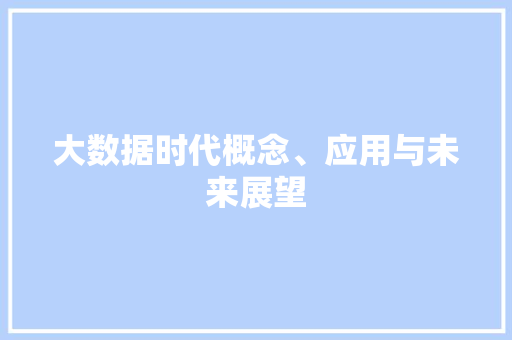 大数据时代概念、应用与未来展望