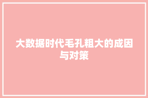 大数据时代毛孔粗大的成因与对策