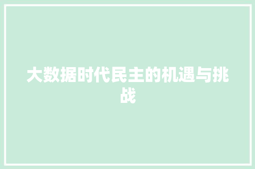 大数据时代民主的机遇与挑战  第1张