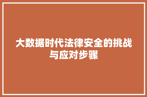 大数据时代法律安全的挑战与应对步骤  第1张