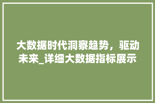大数据时代洞察趋势，驱动未来_详细大数据指标展示的魅力与价值  第1张