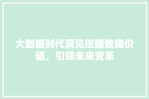 大数据时代洞见挖掘数据价值，引领未来变革  第1张