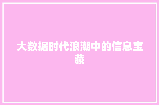 大数据时代浪潮中的信息宝藏  第1张