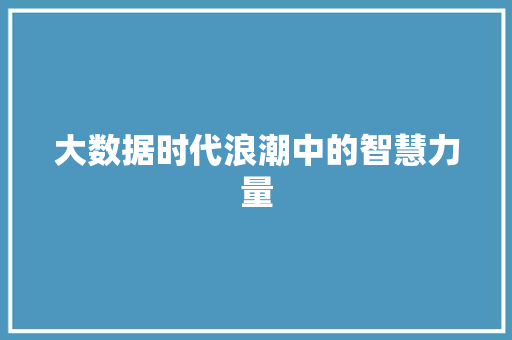 大数据时代浪潮中的智慧力量  第1张