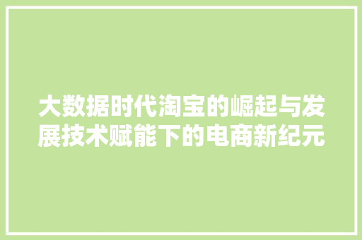 大数据时代淘宝的崛起与发展技术赋能下的电商新纪元  第1张