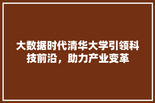 大数据时代清华大学引领科技前沿，助力产业变革  第1张
