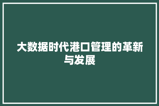 大数据时代港口管理的革新与发展  第1张