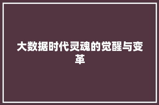 大数据时代灵魂的觉醒与变革  第1张