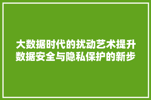 大数据时代的扰动艺术提升数据安全与隐私保护的新步骤  第1张