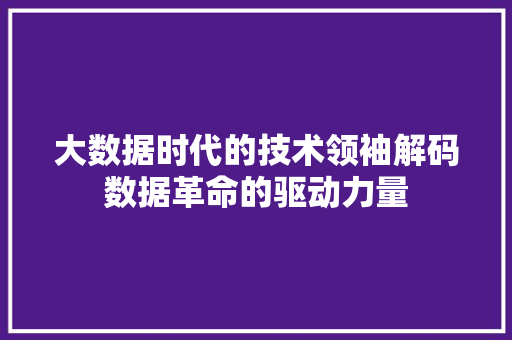 大数据时代的技术领袖解码数据革命的驱动力量  第1张