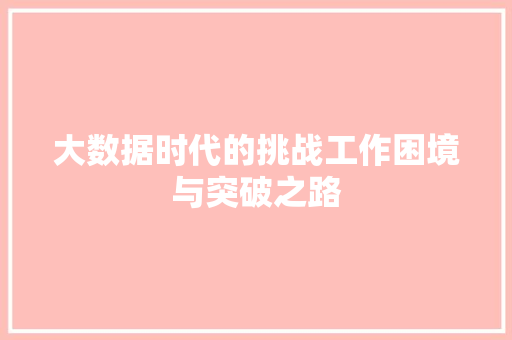 大数据时代的挑战工作困境与突破之路  第1张