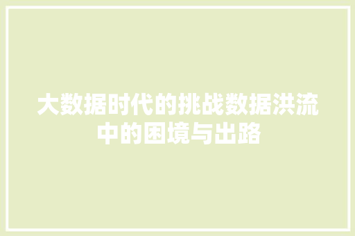 大数据时代的挑战数据洪流中的困境与出路  第1张