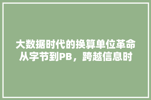 大数据时代的换算单位革命从字节到PB，跨越信息时代的里程碑