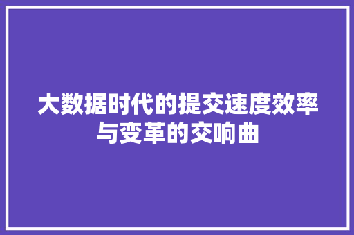 大数据时代的提交速度效率与变革的交响曲