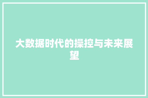 大数据时代的操控与未来展望